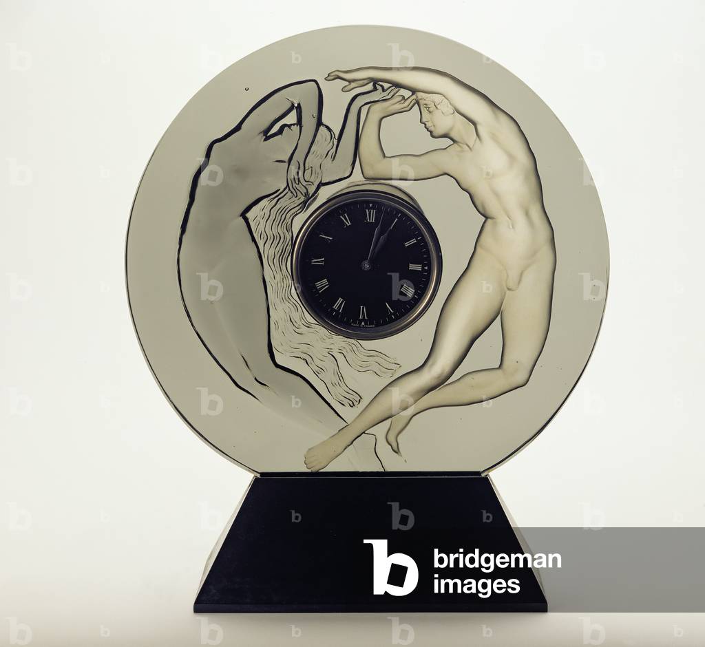 'Le Jour et La Nuit', night and day clock (smoked grey glass)