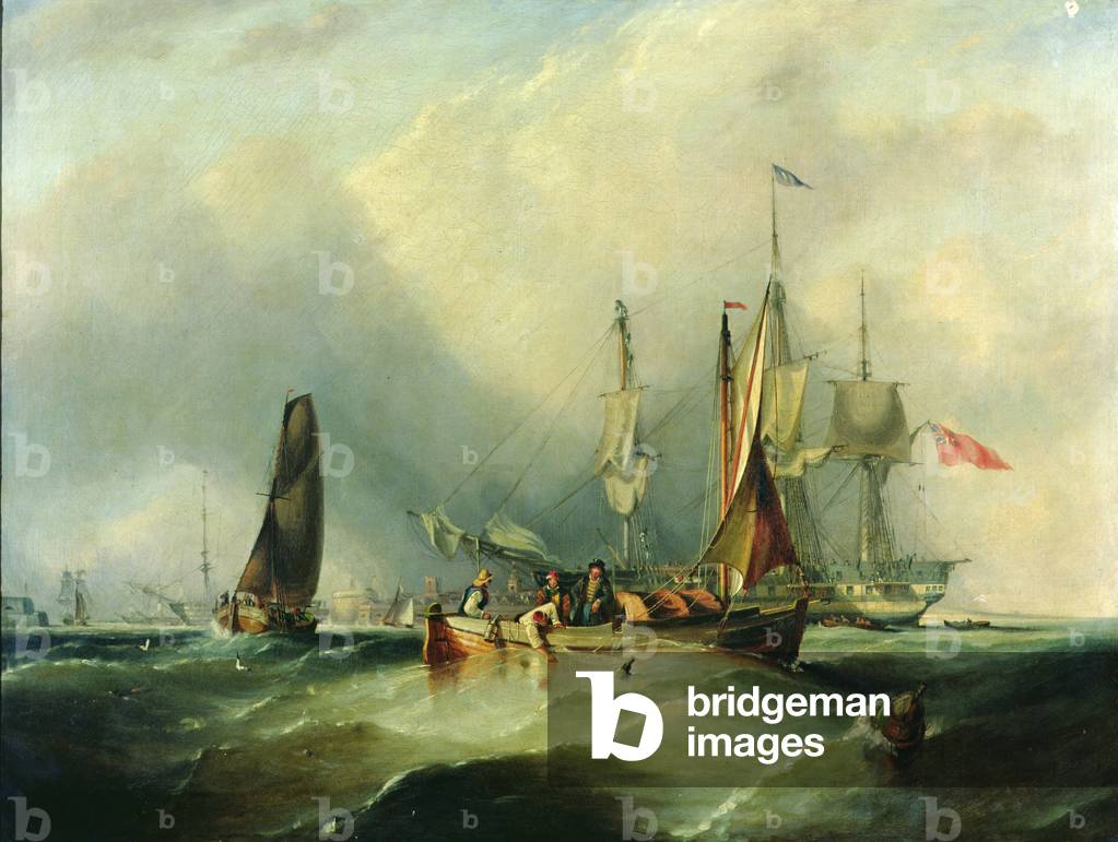 A Man-o'-War and Fishing Boats off Southsea