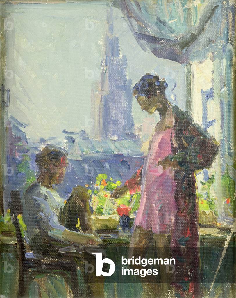 A Sketch of Two Figures at a Window