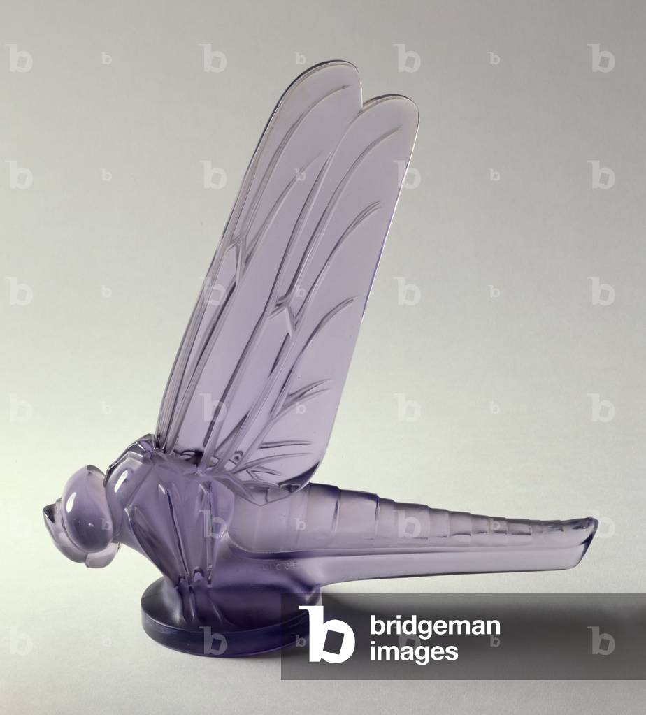'Grande Libellule', amethyst frosted car mascot (glass)