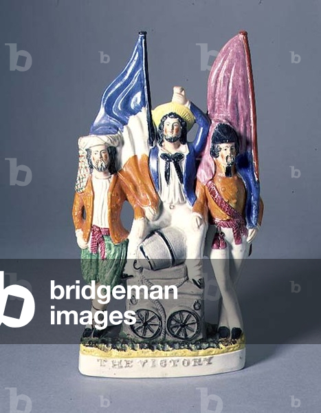 Staffordshire model entitled 'The Victory' depicting an English sailor and French and Turkish soldiers, c.1856 (ceramic)
