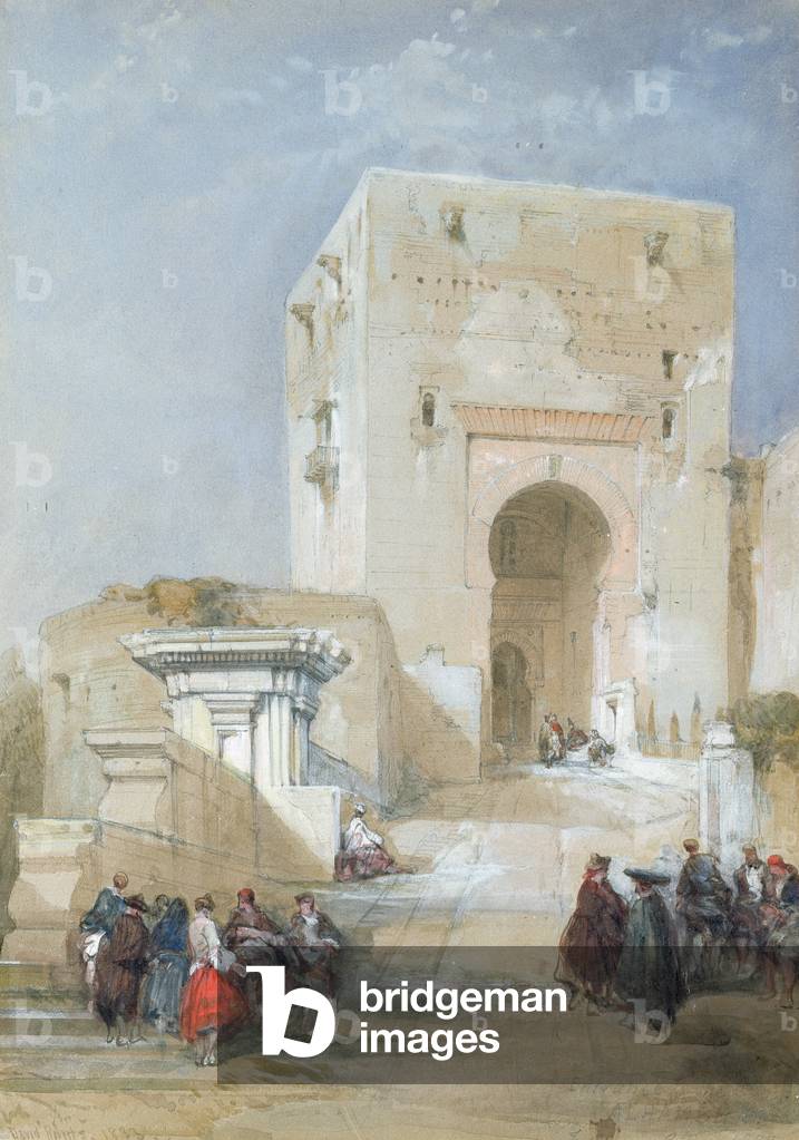 The Gate of Justice, Entrance to the Alhambra, 1833 (pencil, gouache and watercolour)