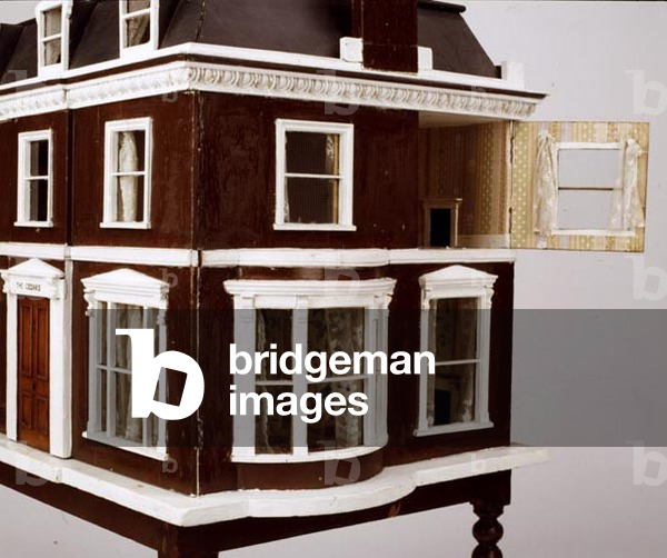 'The Cedars, Woodbridge', dollshouse, detail of exterior, English, late 19th century (mixed media) (detail of 125229)