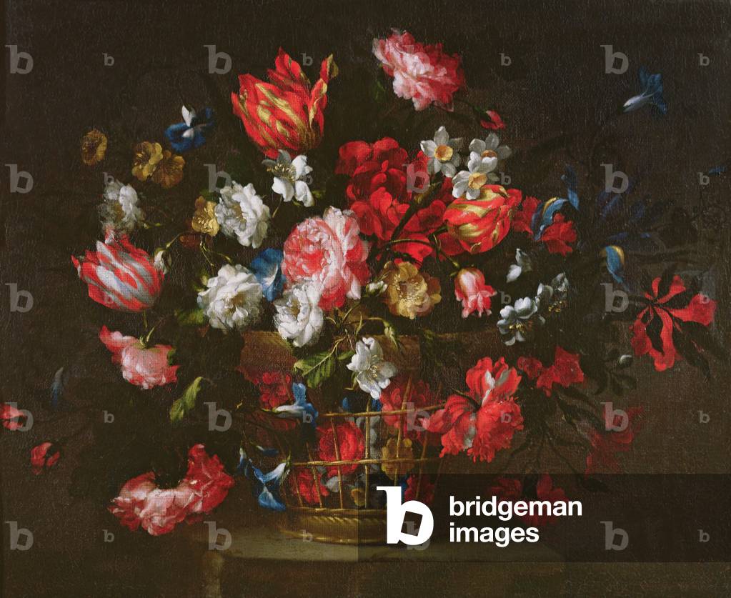 Still Life of Flowers in a Basket