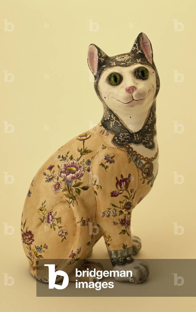 Figure of a cat (tin-glazed earthenware)