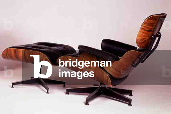 Lounge Chair and Ottoman, 670 & 671, manufactured by Herman Miller, 1956 (plywood, wood, leather and aluminium)