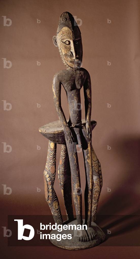 Sepik River Iatmul Orafors Table with Male Figure Attached to the Front