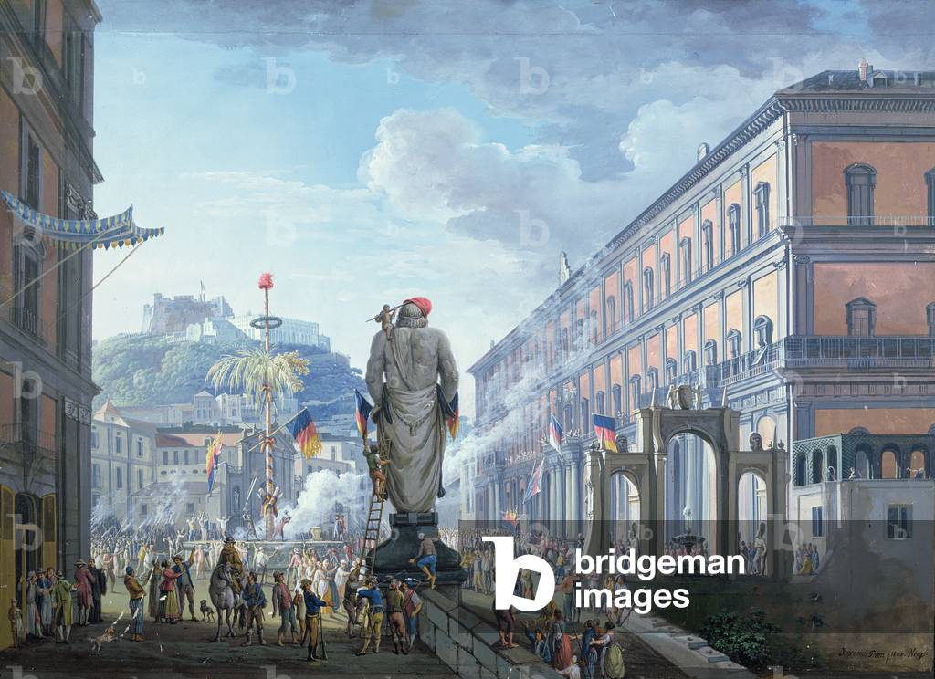 The Palazzo Reale, at the Moment When the Tree of Liberty was Cut Down and the Troops en masse were Directed by the English in 1799, 1800 (oil on canvas)
