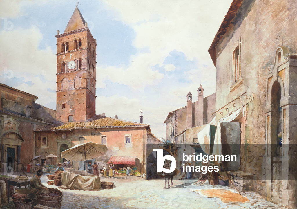 View of the Piazza dell'Olmo, Tivoli (w/c on paper)