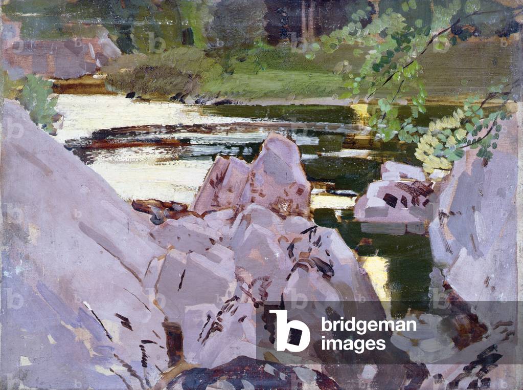 Evening by the river (panel)