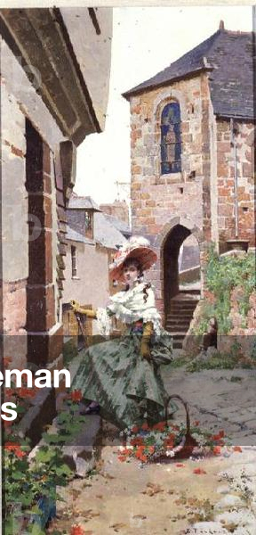 Parisian Woman with a basket of flowers (panel)