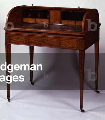 Cylinder writing table in the style of Sheraton, late 19th century