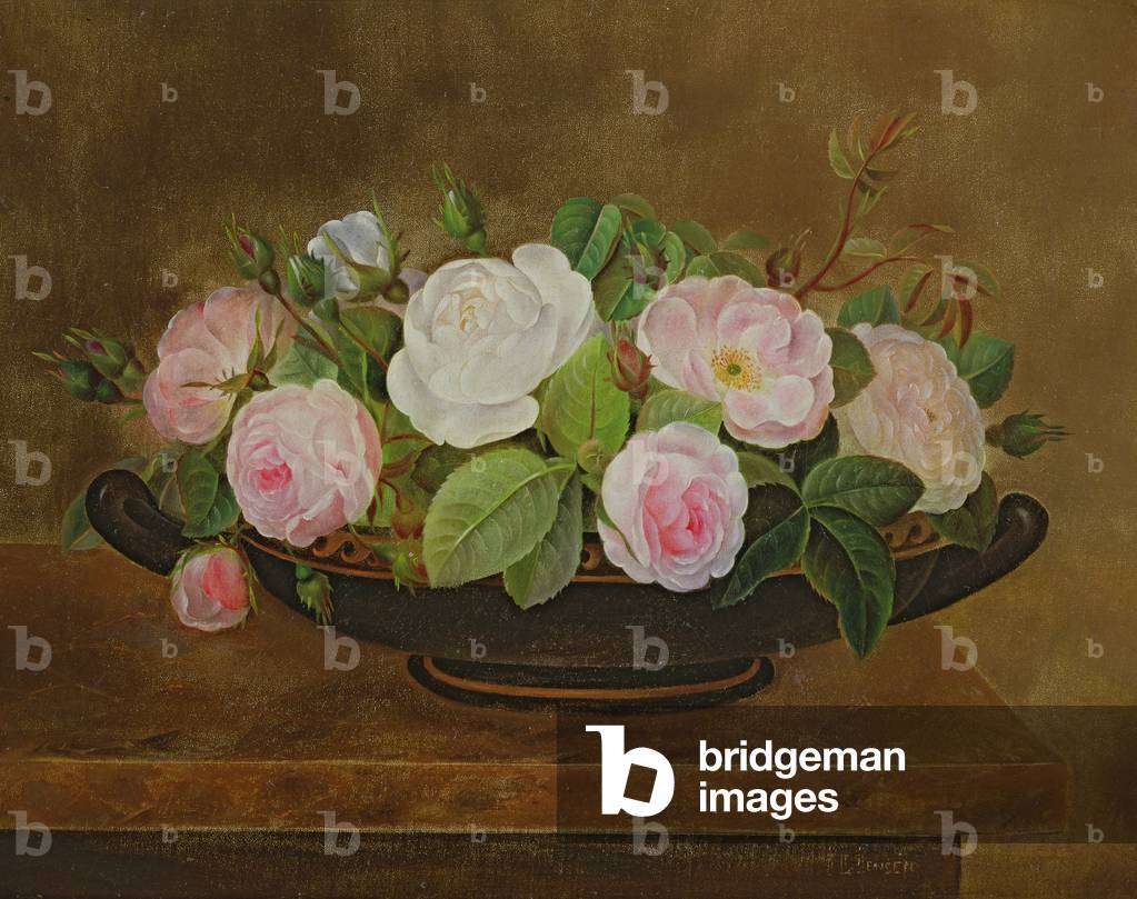 Bowl of Roses on a Marble Ledge