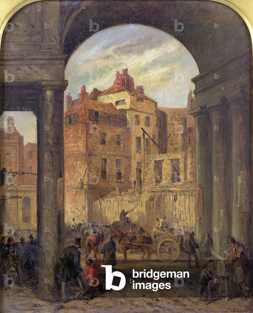 Foregate, Strand, Entrance to Boswell Court - demolished for the site of the New Law Courts, 1868 (oil on canvas)