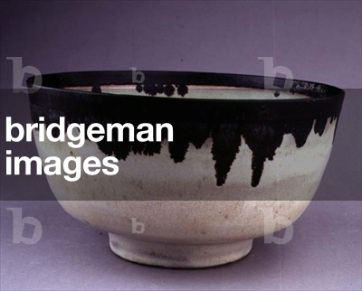 A white stoneware bowl with a bronze-coloured rim, c.1957 (ceramic)