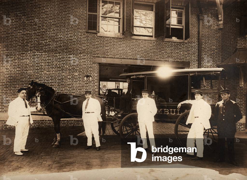 Men Pose with a Horse-Drawn Ambulance, c.1890 (silver gelatin print)
