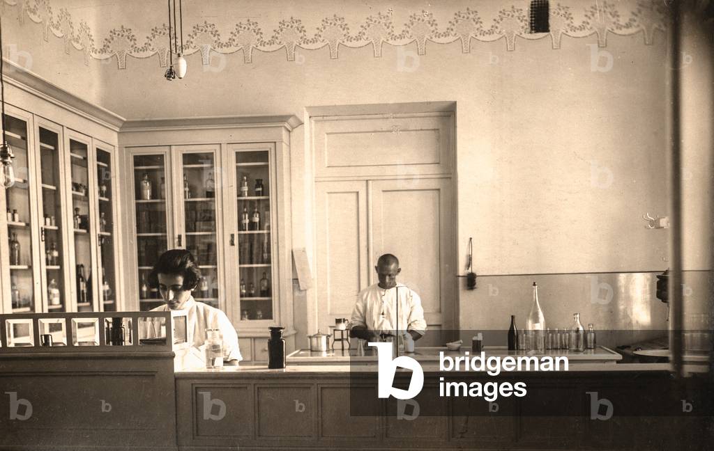 Two Scientists in a Laboratory, Russia, Russia, c.1930 (postcard)