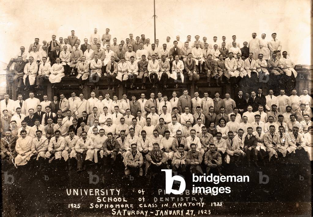 University of Pittsburg School of Dentistry, 1925 Sophomore Class in Anatomy, 1/27/1923, Pittsburg, PA, USA, 1923 (silver gelatin print)