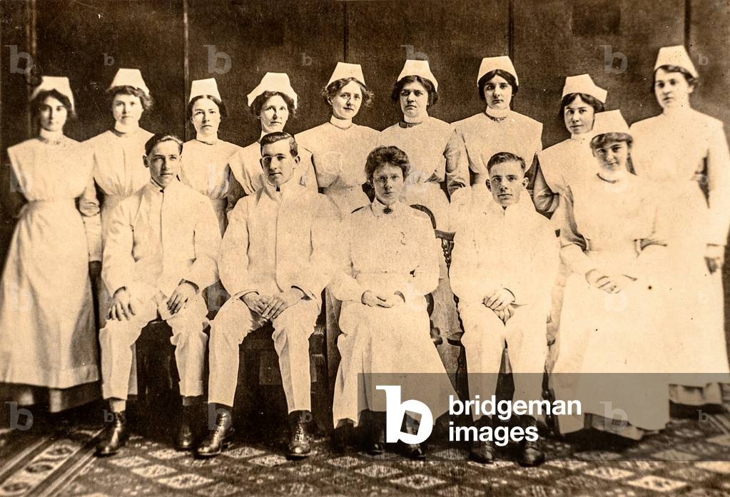 Group Portrait of Doctors and Nurses, c.1910s (postcard)