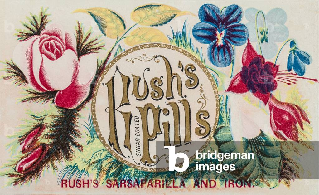 Rush’s Pills Advertisement, Fahnesstock, New York, USA, c.1890 (illustration)