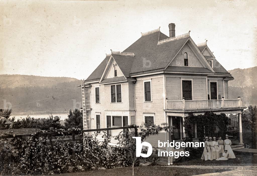 Group of Nurses Outside Home (silver gelatin print)