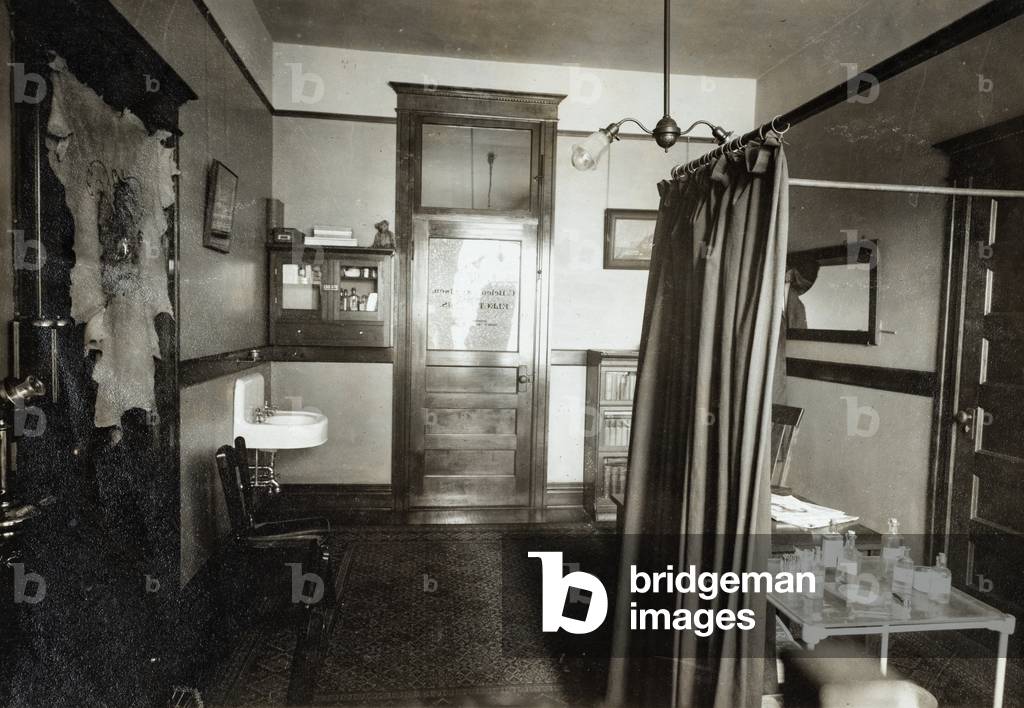 Interior of Doctors Office/Exam Room, Female Electro-therapy Specialist, c.1910 (silver gelatin print)