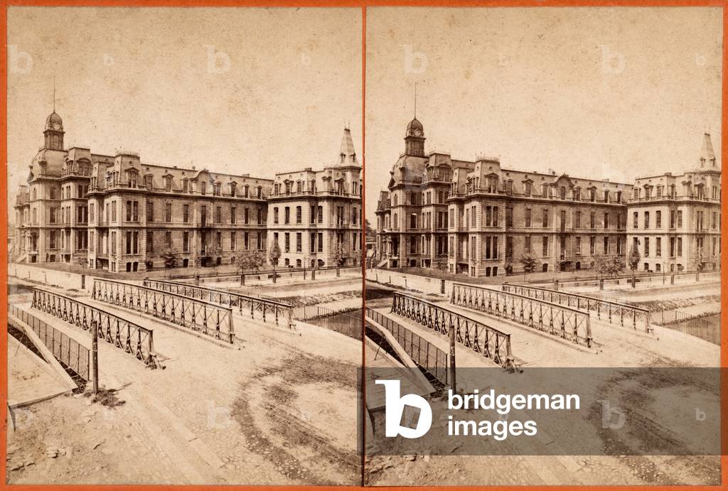 Commercial Hospital, Cincinnati, Ohio, USA, c.1890 (stereoview)