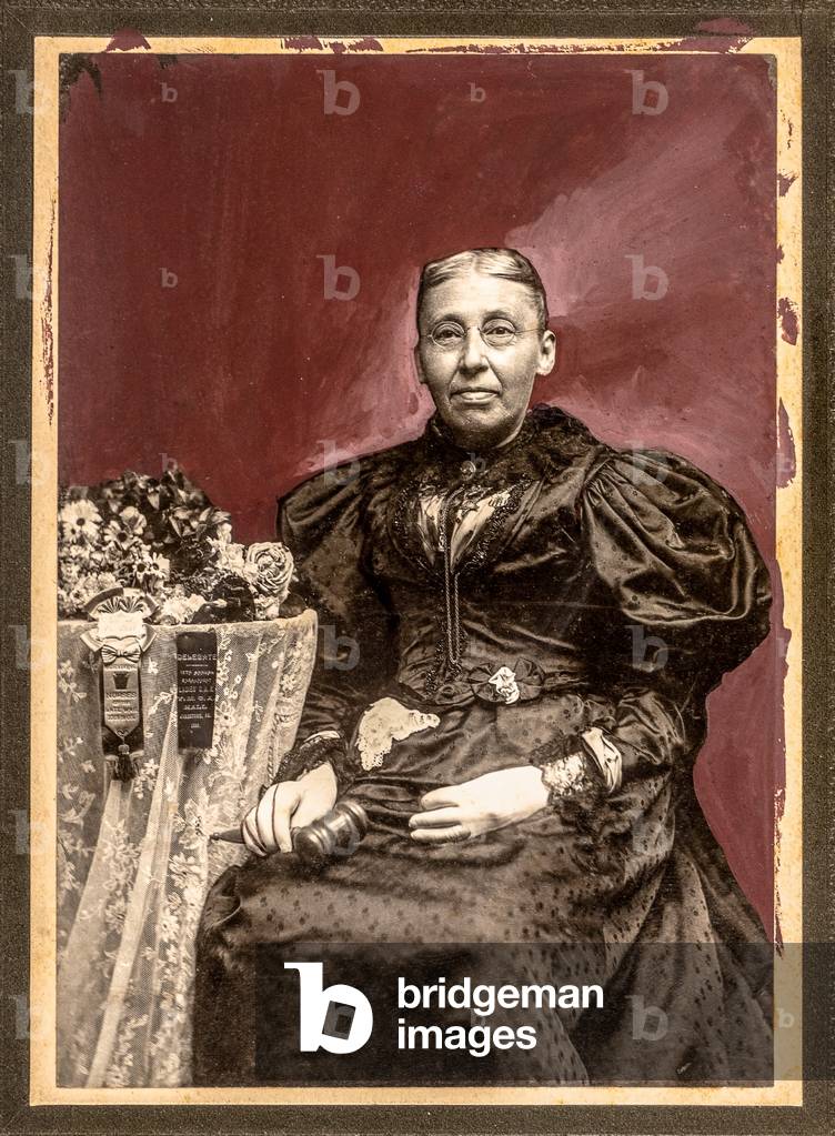 Emily E. Waverly, 1st National President of the Army Nurses and Counselors, Philadelphia, PA, USA, c.1897 (partially painted silver gelatin print )