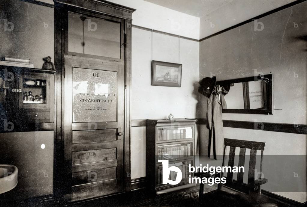 Interior of Doctors Office/Exam Room, Female Electro-therapy Specialist, c.1910 (silver gelatin print)