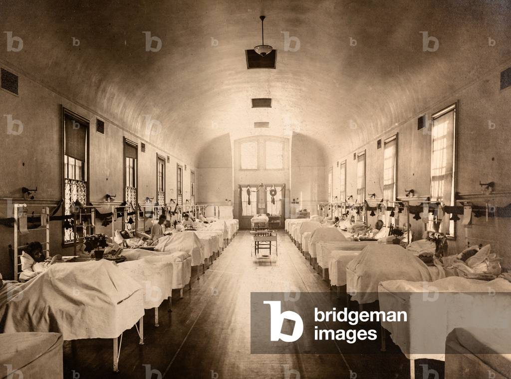 Boston City Hospital, Christmas 1912, Ward P, Boston, MA, 1912 (silver gelatin print)