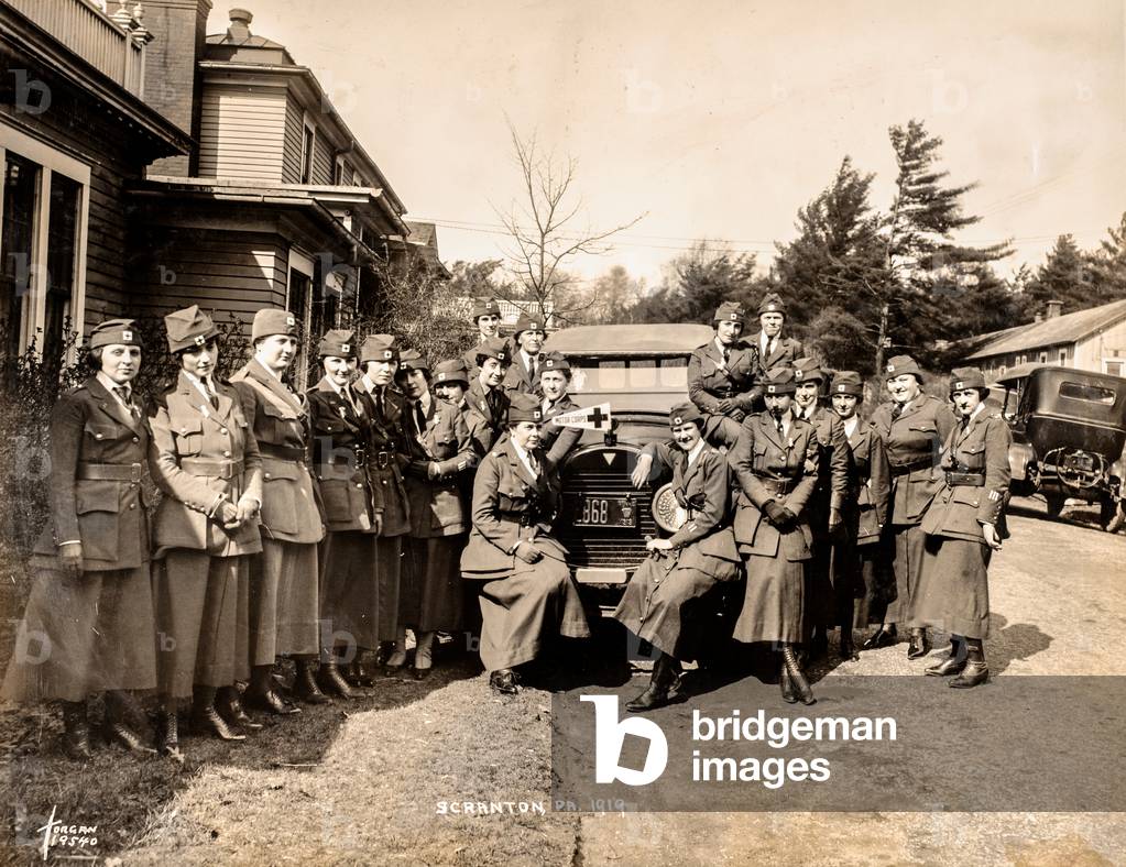 Group Portrait of American Red Cross Motor Corps Nurses, Scranton, PA, USA, 1919 (silver gelatin print)