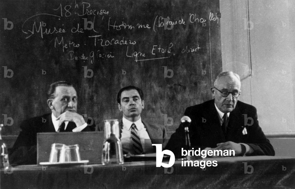 Psychoanalysts Georges Parcheminey (1888-1953), Sacha Nacht (1901-1977) and X during a meeting early 50's