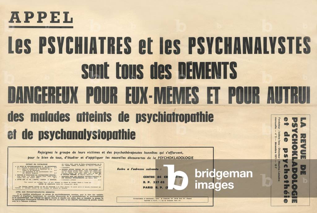 Poster against psychiatrists, december 1971