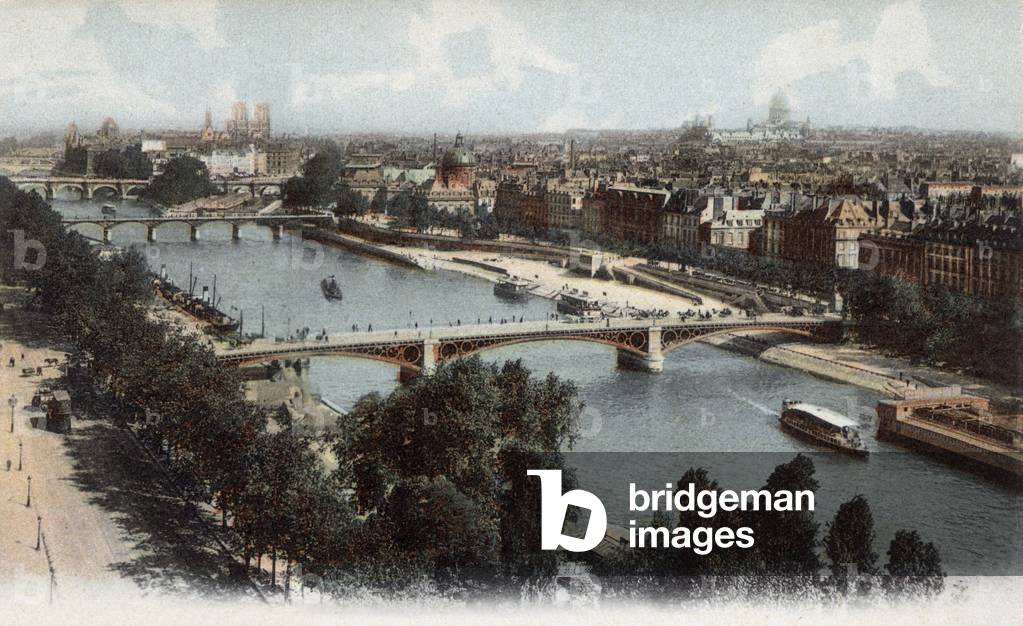 Paris: the Seine river from Flore pavilion of Louvre, postcard, c. 1910