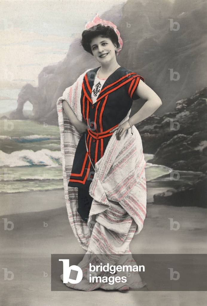 Postcard a woman in swimsuit 1908