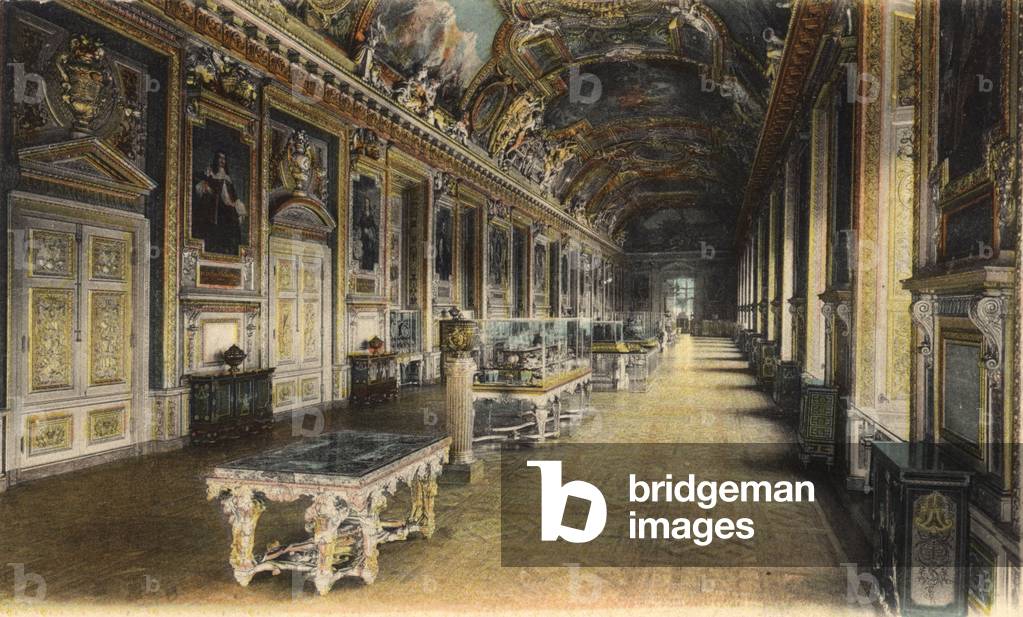 The Louvre, Paris: the gallery of Apollo, postcard, 1917