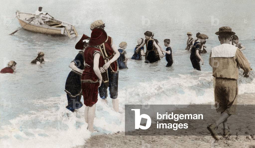 Bathers at the sea, postcard, c. 1910