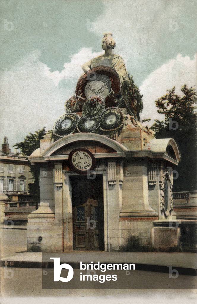 Paris: Concorde square, statue of Strasbourg, postcard, 1912
