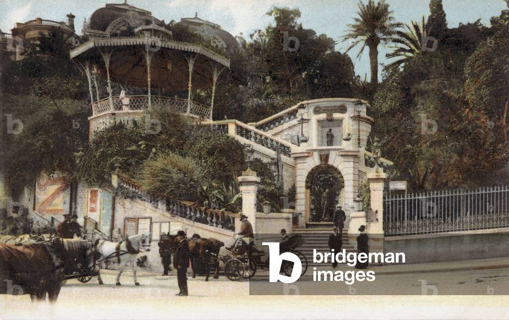 Monaco (Riviera): staircase behind the casino, postcard, c. 1900