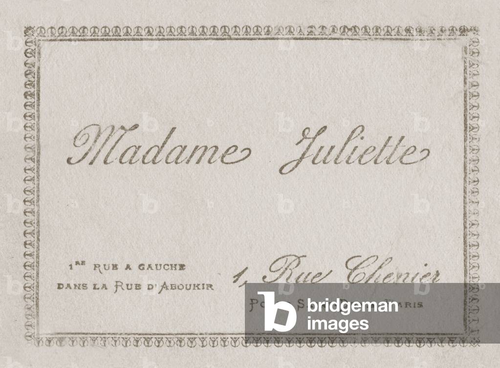 Visiting card of a prostitute Madame Juliette in Paris