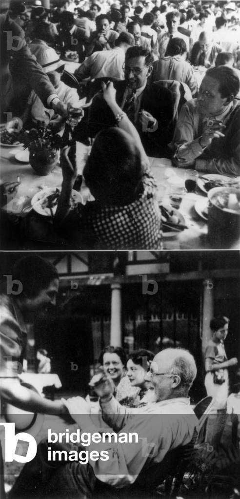 15th Congress of psychoanalysis in Paris in 1938: top: Heinz Hartmann (cigarette) ; bottom: Hans Lampl, Jeanne Lampl de Groot
