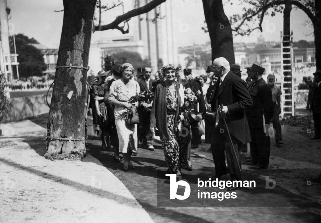 Opening of the pavilion of denmark for world fair in Paris in 1937 in presence of ambassasdor and Princess Eugenia of Greece (daughter of MarieBonaparte)