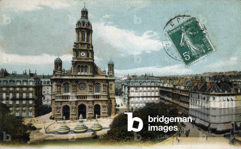 Paris: Trinity church (Saint Estienne d'Orves), postcard, 1913