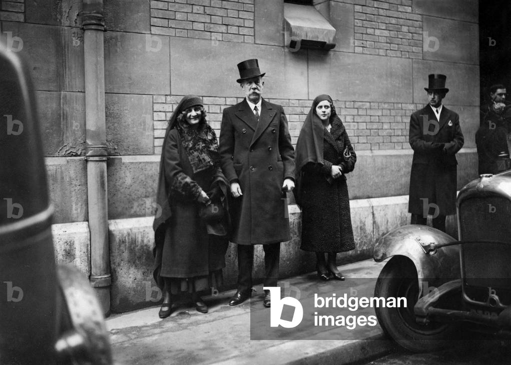 Princess Eugenia of Greece (r) with her parents Marie Bonaparte and Georges of Greece on february 24, 1932