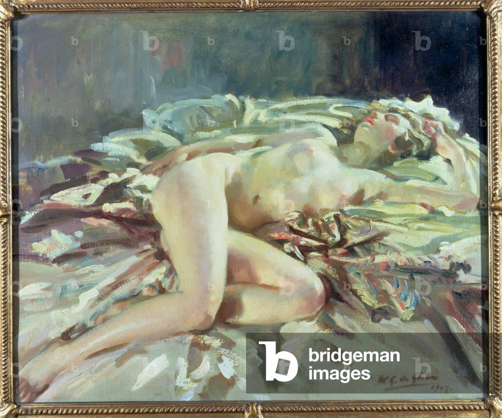 Nudo femminile sdraiato su un letto, 1927