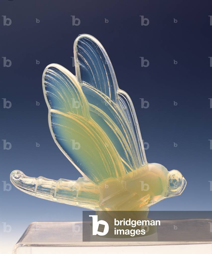Sabino opalescent glass car mascot moulded as a dragonfly with wings
