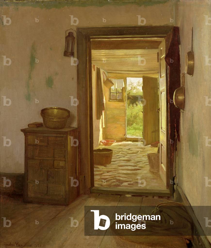 Farmhouse Interior with an Open Door