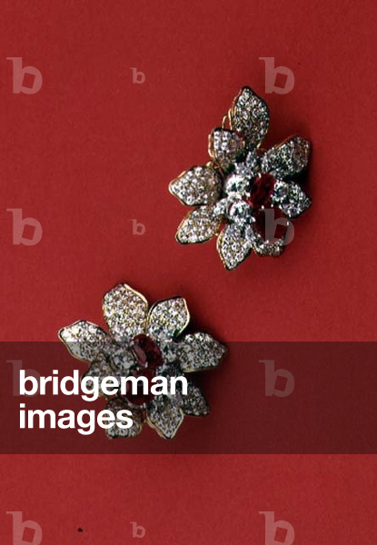 Flower cluster earrings (ruby and diamond)