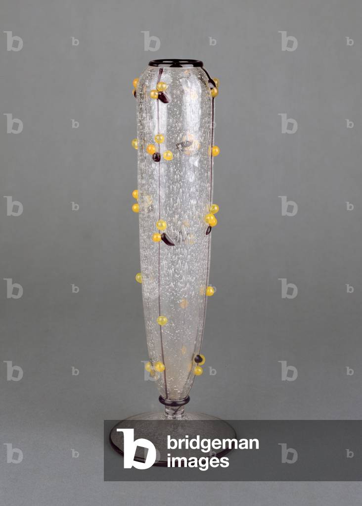Vaso cilindrico con decorazione applicata di Auguste Daum (1853-1909) (vetro)