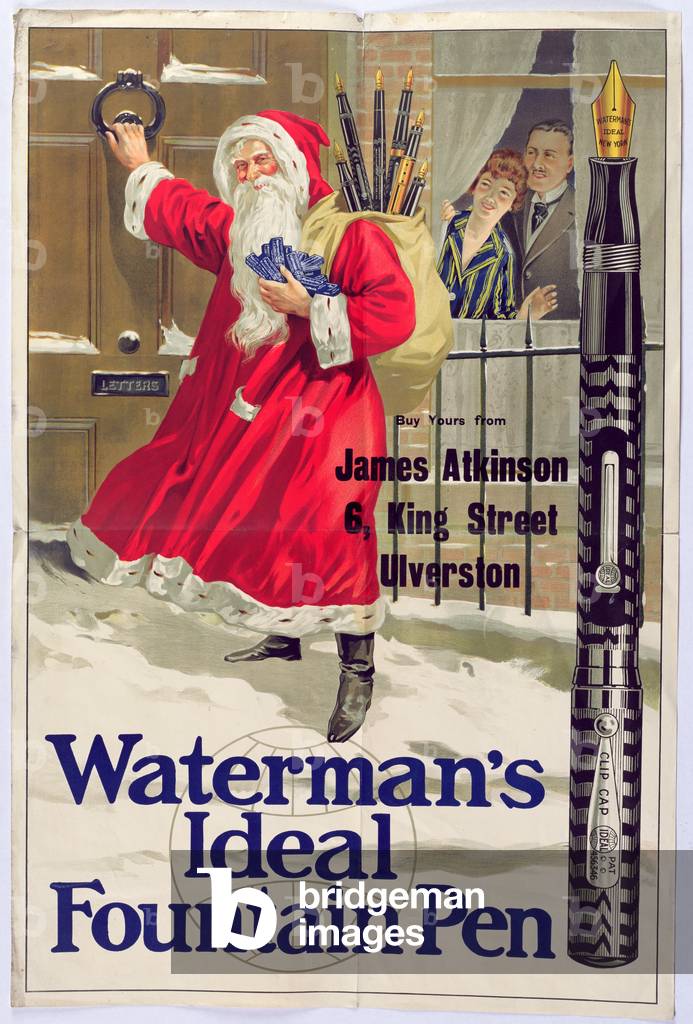 Christmas poster advertising Waterman's ideal fountain pen, c.1910 (colour litho)